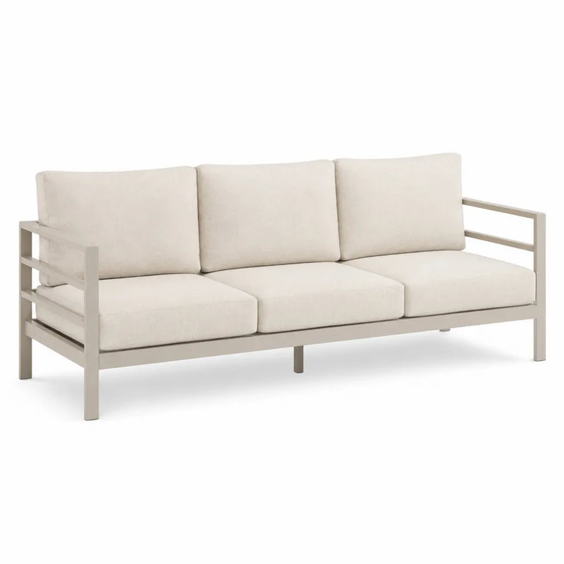 Divano da giardino 3 posti in alluminio con cuscini in poliestere beige 210 x 80 x 75 cm