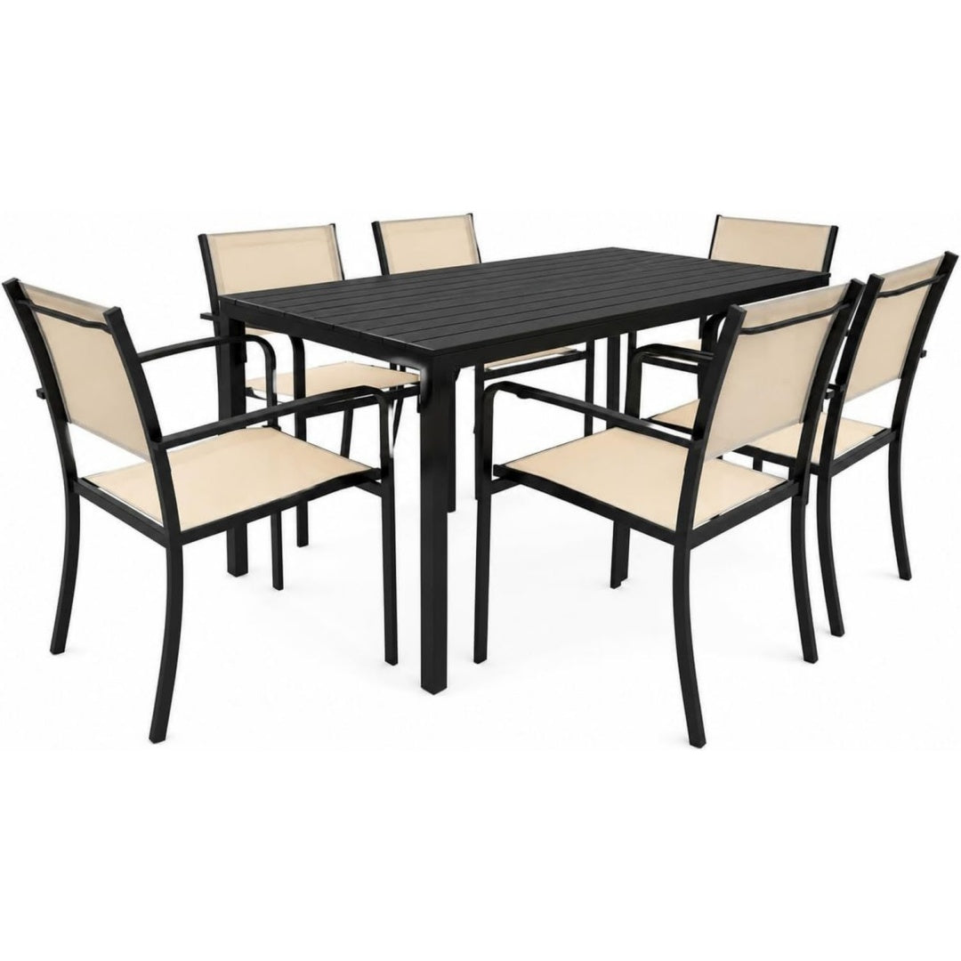 Tavolo con struttura in acciaio beige