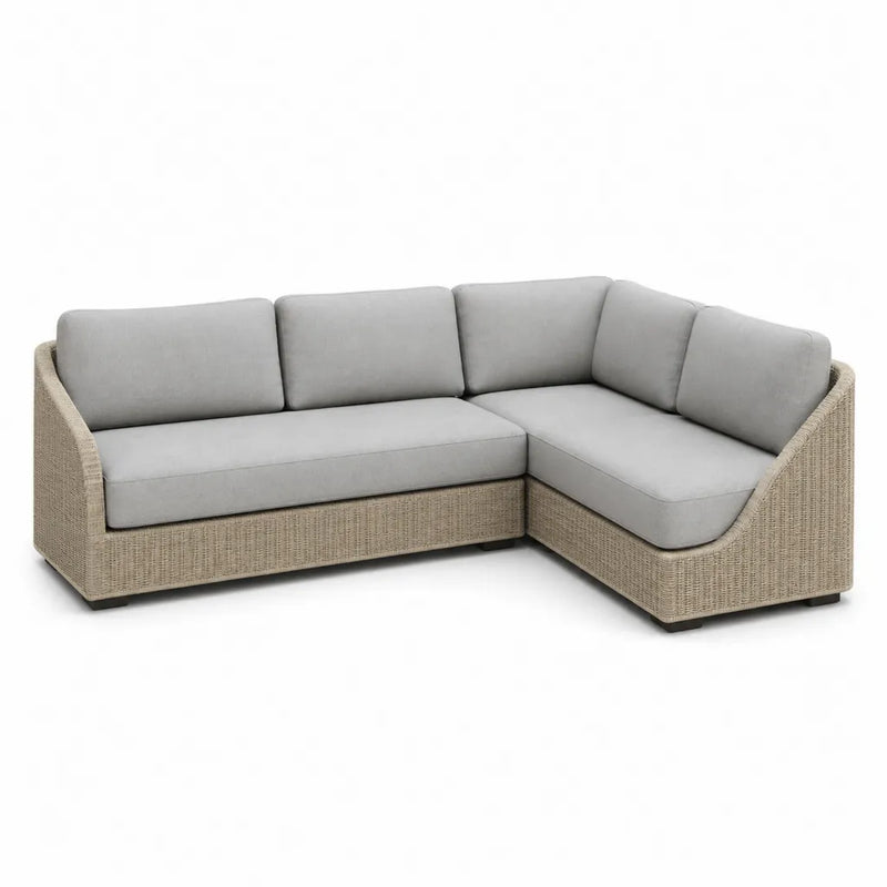 Divano da giardino angolare 2 pezzi in polyrattan PE con cuscini grigio chiaro 250 x 170 x 75 cm