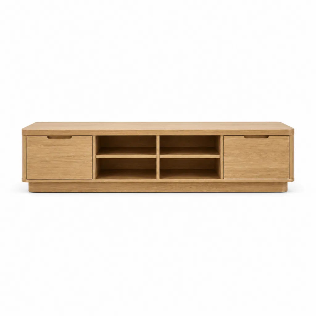 Mobile TV con 2 cassetti e 4 vani in MDF impiallacciato rovere rettangolare color rovere 180 x 40 x 50 cm
