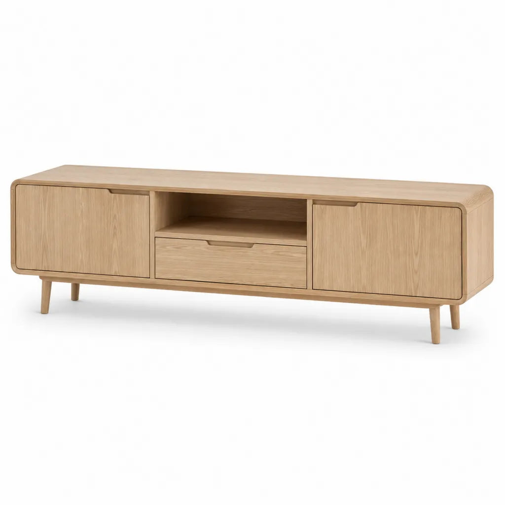 Mobile TV in MDF impiallacciato rovere 180 x 40 x 55 cm rettangolare naturale