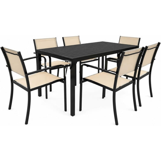Tavolo con struttura in acciaio beige