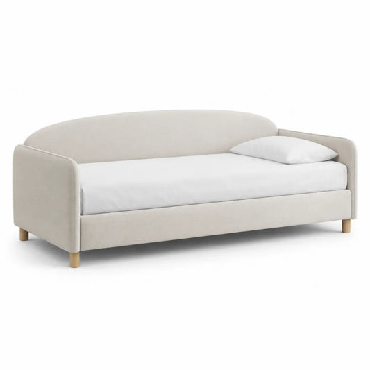 Divano letto singolo imbottito con materasso 200 x 90 cm in poliestere beige