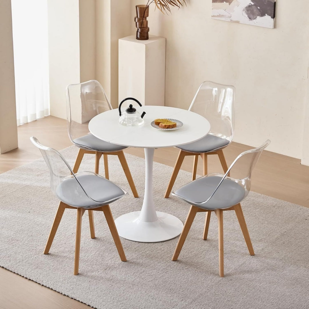 Tavolo GrandCA HOME Tavolo da Pranzo con 4 Sedie, Tavolo da Pranzo Rotondo Moderno