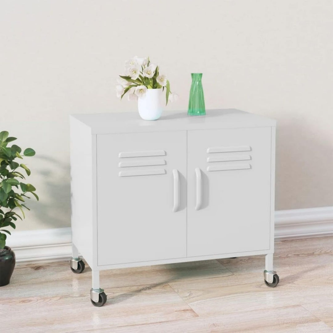 Armadio Casa Giardino Mobiletto Bianco 60x35x56 cm Acciaio