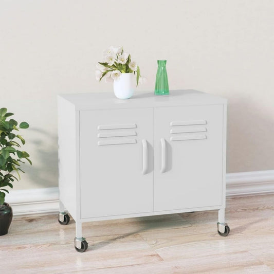 Armadio Casa Giardino Mobiletto Bianco 60x35x56 cm Acciaio
