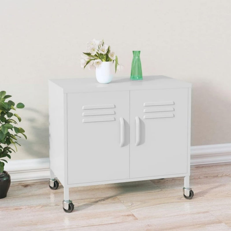 Armadio Casa Giardino Mobiletto Bianco 60x35x56 cm Acciaio