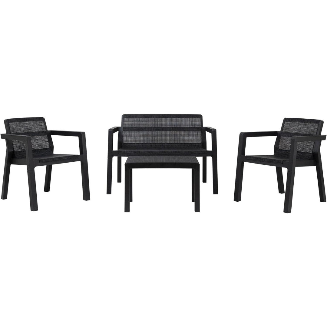 Tavolo Toomax Set Salotto da giardino Riviera 4 posti antracite, in plastica resis
