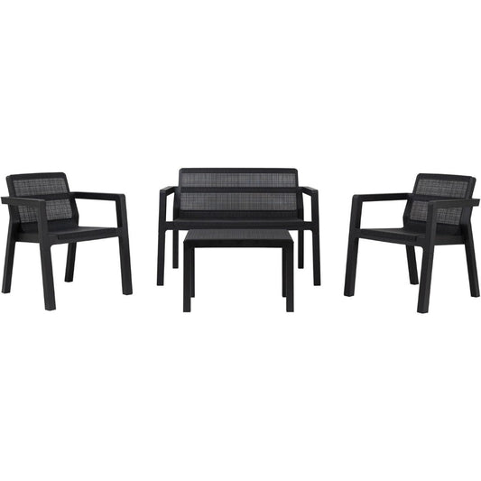 Tavolo Toomax Set Salotto da giardino Riviera 4 posti antracite, in plastica resis
