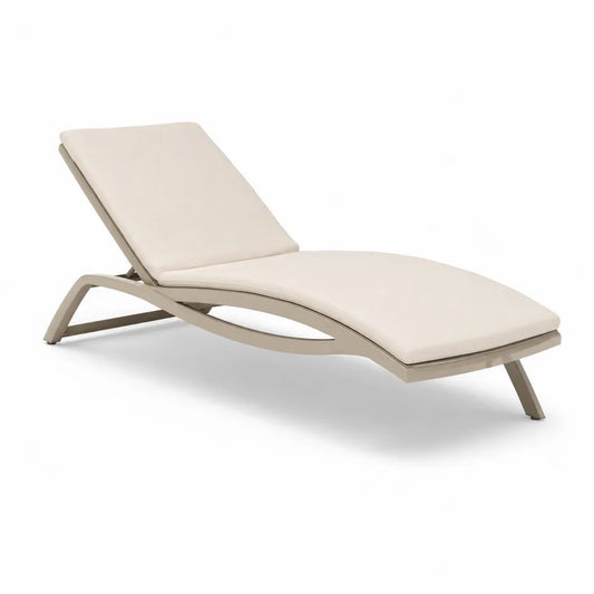 Lettino prendisole da giardino reclinabile in alluminio curvo con cuscino in poliestere beige 190 x 65 x 32 cm
