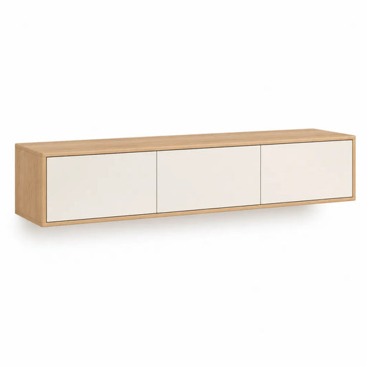 Mobile porta TV basso 180 x 40 x 45 cm in MDF rettangolare rovere naturale bianco con 3 ante