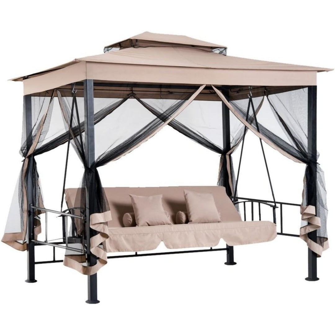 Letto con struttura in acciaio beige