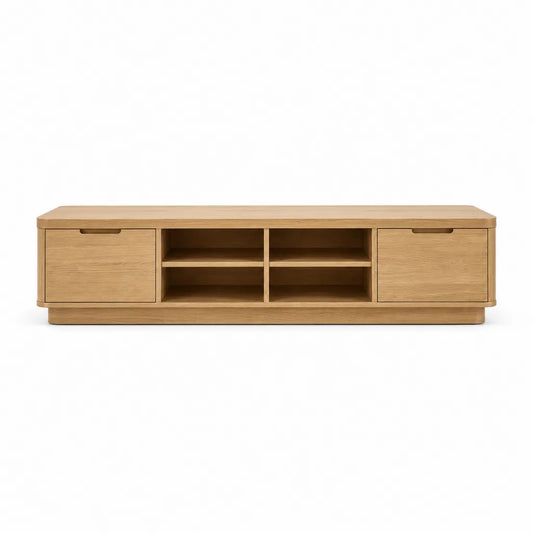 Mobile TV con 2 cassetti e 4 vani in MDF impiallacciato rovere rettangolare color rovere 180 x 40 x 50 cm