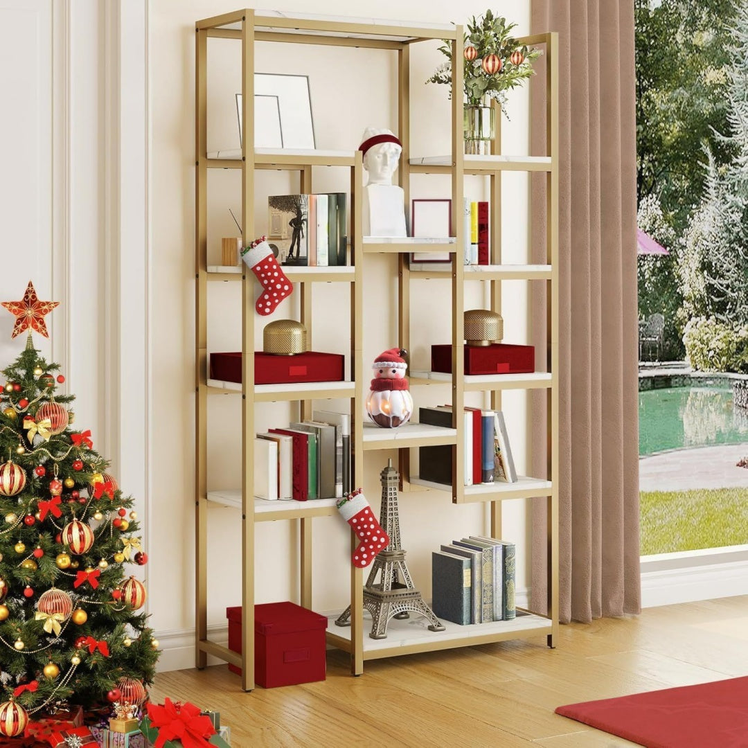 Libreria YITAHOME Scaffale dorato a 6 livelli, scaffale moderno da 71 pollici di alt